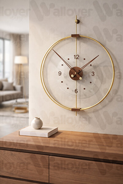 Wallover Design Mona Luxry Gold Tamperli (Kırılmaz) Camlı Quartz Mekanizmalı ...