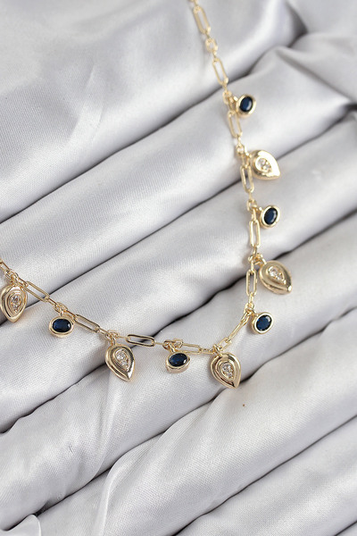 norsary قلادة نسائية من حجر الزركون النحاسي متدلية على شكل قطرة باللون الذهبي