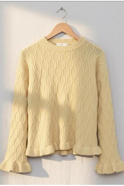 EMIRAMODA Bel Ve Kol Ucu Fırfırlı Triko Kazak