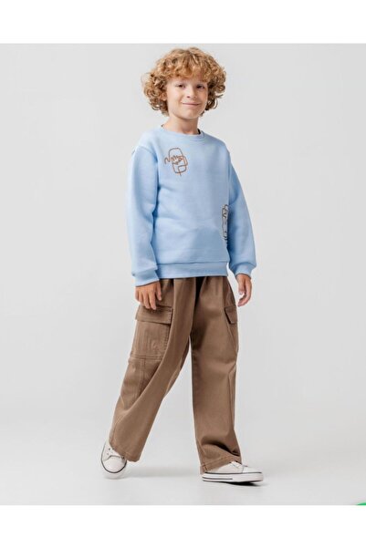 Butik Blue - Brown Boys' Top and Bottom Set