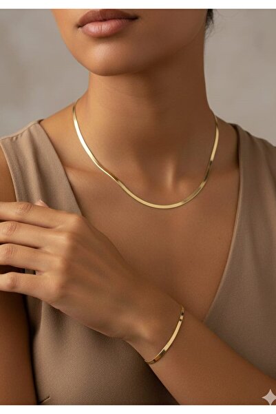 VASSO WOMEN 925 Ayar Papatya Silver İtalyan Yassı Zincir Yılan Zincir Kolye b...