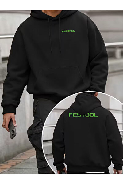 LAYORA Μοντέρνο δημιουργικό σχέδιο με στάμπα με μακρυμάνικη φαρδιά κουκούλα γ...