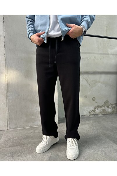 DİFRANSEL Pantaloni de sport pentru bărbați cu căptușeală din fleece cu potri...