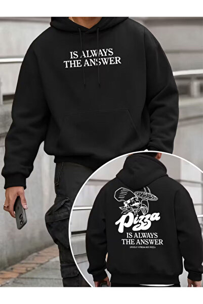 LAYORA Μοντέρνο δημιουργικό σχέδιο με στάμπα με μακρυμάνικη φαρδιά κουκούλα γ...