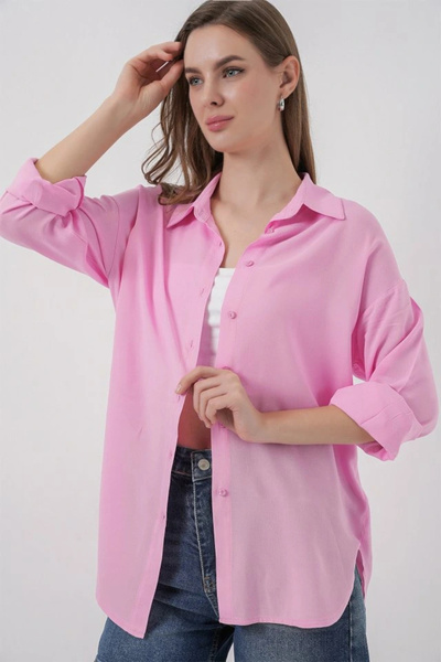 nedo7 Oversized Viscose Shirt 3785 - Pink