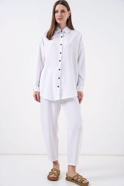 Hiccup Bdart Linen Blend Long Sleeve Shirt and Pants Set
