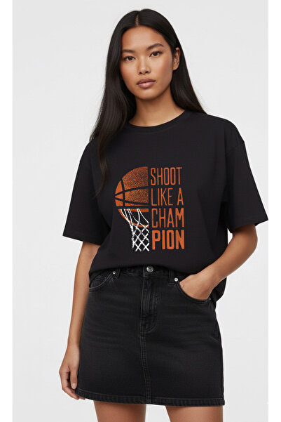 LORVEX Shoot Like a Champion Printed Oversized Unisex Cotton Tshirt - T-Shirt