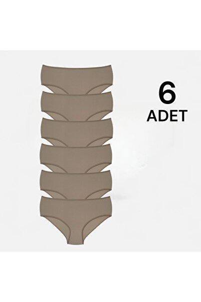 Erdenay Tekstil Combed Cotton Lycra Women's Bato Panties 6-Piece - Skin