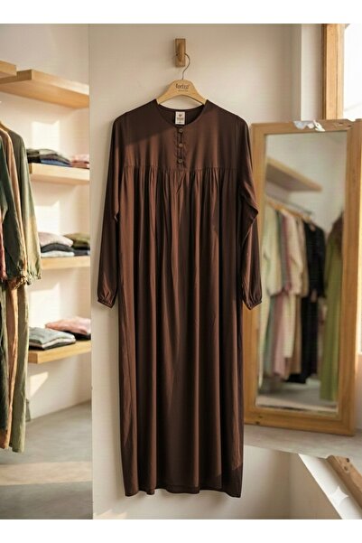 fariza tekstil Düz robalı viskon elbise