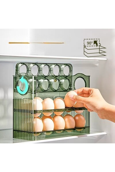 Flippy Egg Organizer Holder, Flippy, for Refrigerator, Green, Capacity 30 egg...