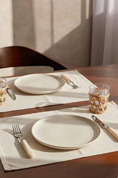 OTEXSA Natural Cotton Linen 2-Piece American Dinner Set Plate Mat |   Stylish...