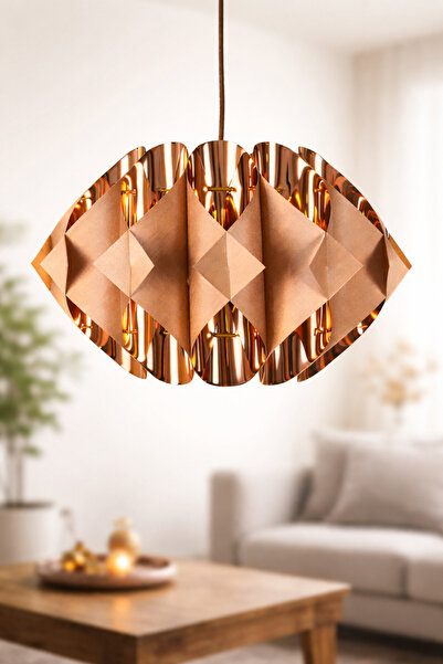 oceanpoint Katlamalı Bakır Ton Asma Tavan Avizesi, 40 cm, E27 Ampul Uyumlu, M...