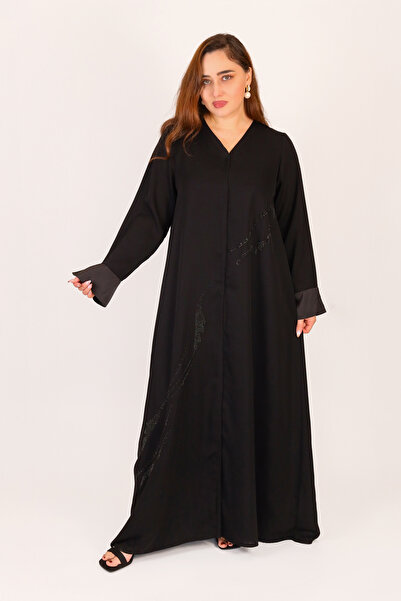 LINELLE Black Abaya Women – Stone Work Detailing