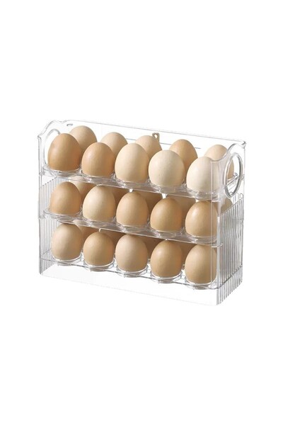 Flippy Flippy Egg Organizer for Refrigerator, Transparent, 30 Egg Capacity, T...