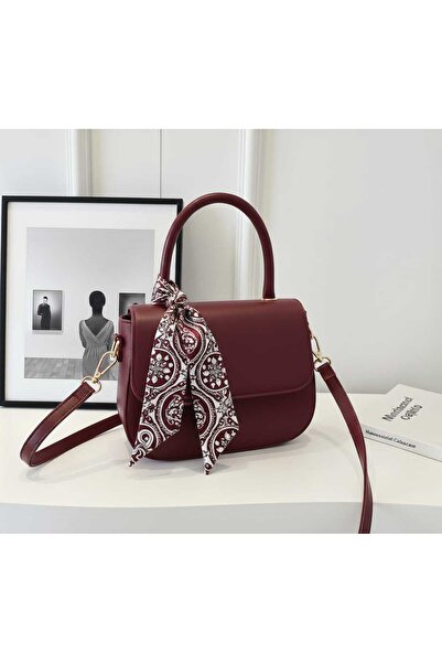 METEBAGS Fularlı Deri Askılı Renk Kadın El & Omuz Çantası