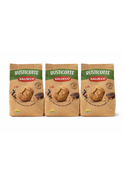 Balocco Set of 3 x Rusticotte Biscuits with 5 Cereals and Chia, Flax and Sunf...