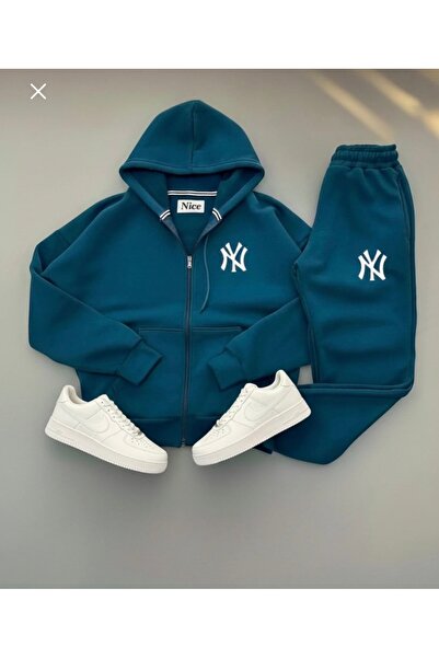 FS CABİN Unisex Ny Printed Tracksuit Set | Hoodie Set-Cardigan Sweatpants | J...