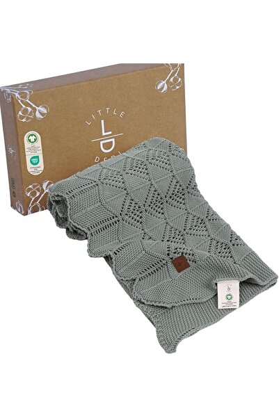 Next Baby Little Dedi Emily Design 100% Cotton Dark Green Baby Knitted Blanke...