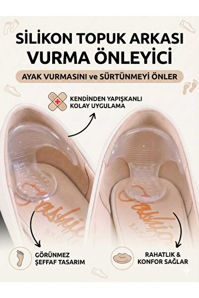 LOVYCO (1 Çift) Silikon Topuk Arkası Vurma Önleyici Ped - Şeffaf Kendinden Ya...