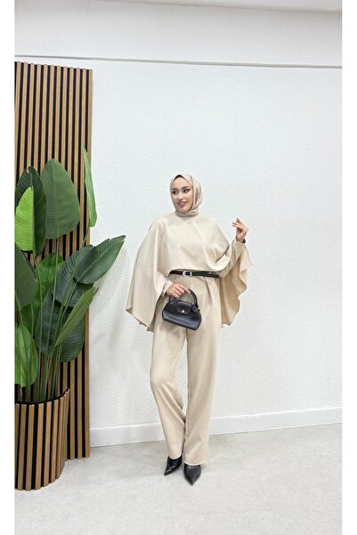 moda crn Klasik Kesim Pelerin Detaylı Tulum