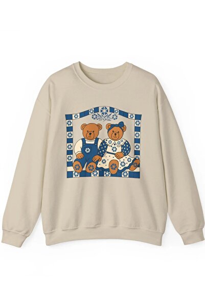Jose Clothing Teddy Bear Beige Printed Organic Cotton Sweatshirt