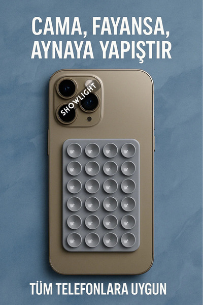 SHOWLIGHT Vakumlu Slikon Vantuz Telefon Tutucu, Cep Telefonu İçin Yapışkanlı ...