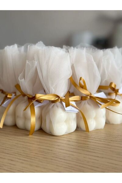 ByDeryaEvent Tül Sarılı Hediyelik Bubble Mum Düğün Nikah Nişan Söz Hediyesi 1...