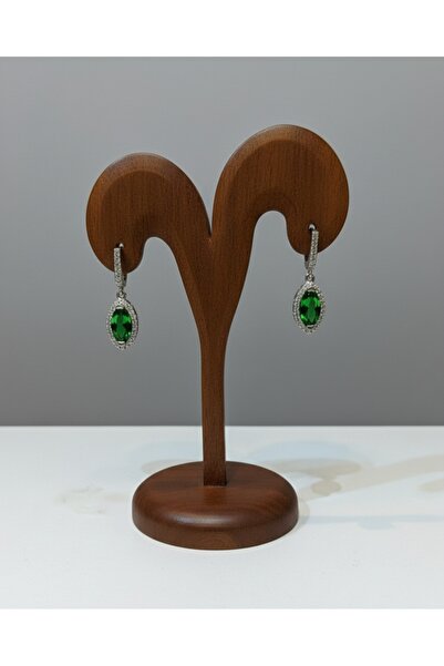 tuba tesbih gümüş Zümrüt yeşili 925 Ayar Gümüş Taşlı Küpe