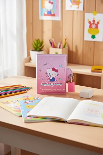 SANRIO Lisanslı Hello Kitty Tatlı Serisi Kilitli Mini Defter