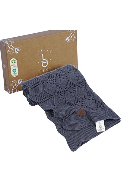 Next Baby Little Dedi Emily Design 100% Cotton Anthracite Baby Knitted Blanke...