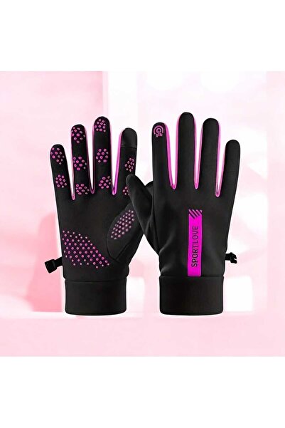 PAWNEST قفازات شتوية نسائية باللون الوردي تعمل باللمس - قفازات حرارية كاملة ا...