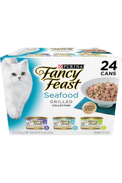 Fancy Feast مجموعة متنوعة من طعام القطط الرطب بنكهة المأكولات البحرية المشوية...
