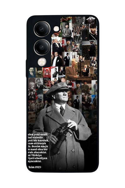 Aksel Kılıf متوافق مع Vivo Y19 5G مطبوع ، أسود غير لامع، سيليكون ناعم، واقي، ...