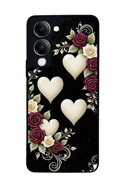 Aksel Kılıf متوافق مع Vivo Y19 5G مطبوع ، أسود غير لامع، سيليكون ناعم، واقي، ...