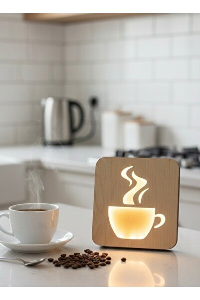 Murat Lazer Kahve Bardağı,Kahve Temalı Masa Lambası Güçlü Led Işıklı