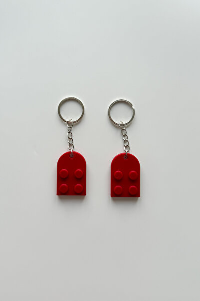 sin istanbul 2-Piece Block Heart Silver Chain Keychain