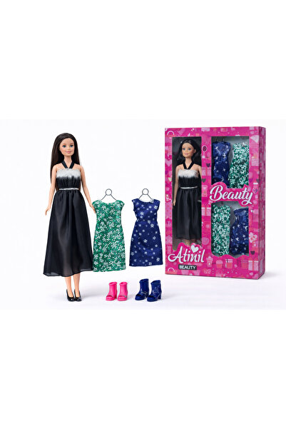 NASYONEL TOYS Atinil Beauty Aksesuarlı Oyuncak Bebek Seti – Elbiseli Bebek + ...