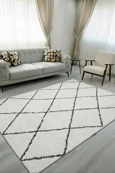 CENTER AVM Gri Halı Salon Halısı Makinede Yıkanabilir Halı Kaymaz Taban Halı