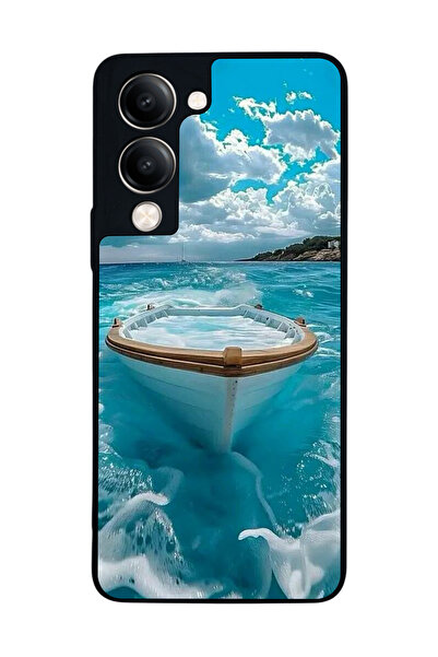 Aksel Kılıf متوافق مع Vivo Y19 5G مطبوع ، أسود غير لامع، سيليكون ناعم، واقي، ...