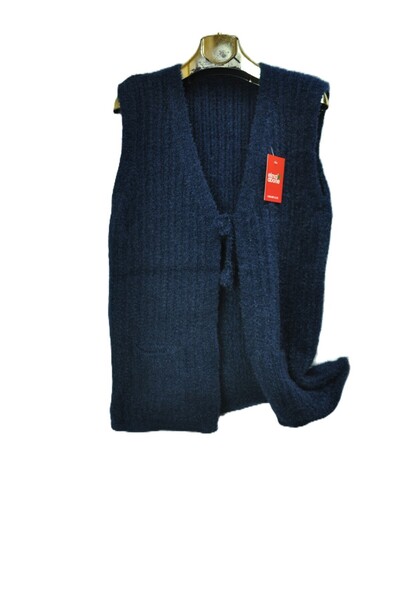 elma abone Silvery Knitwear Lace-Up Bridal Vest