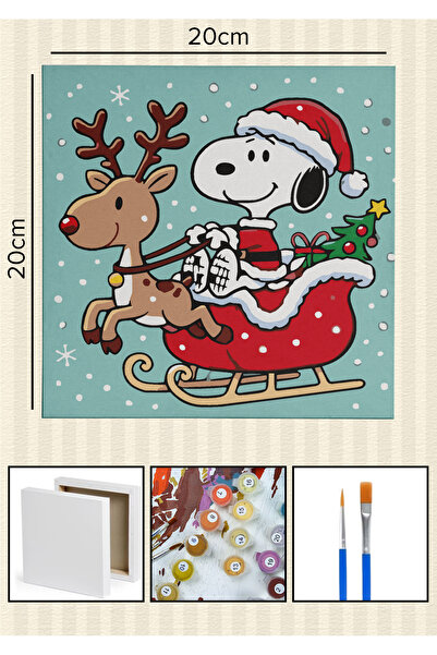 Corvo Sayılarla Boyama 20x20 Cm Tuval Seti Fırça Boya Dahil Çıtaya Gerili - G...