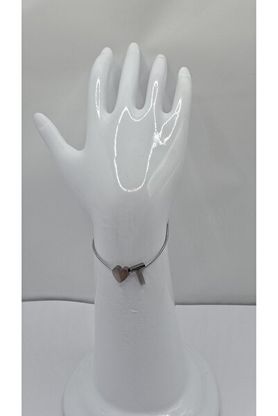 NO NAME Stainless Steel Silver Color Three-Dimensional Heart Detailed -T- Let...