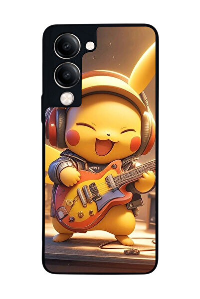 Aksel Kılıf متوافق مع Vivo Y19 5G مطبوع ، أسود غير لامع، سيليكون ناعم، واقي، ...