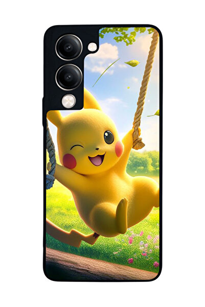 Aksel Kılıf متوافق مع Vivo Y19 5G مطبوع ، أسود غير لامع، سيليكون ناعم، واقي، ...