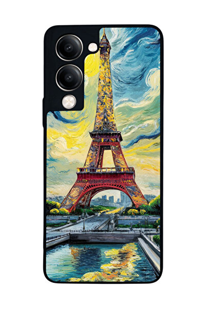 Aksel Kılıf متوافق مع Vivo Y19 5G مطبوع ، أسود غير لامع، سيليكون ناعم، واقي، ...