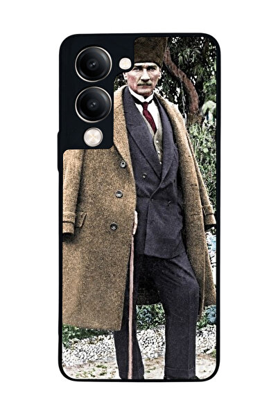 Aksel Kılıf متوافق مع Vivo Y19 5G مطبوع ، أسود غير لامع، سيليكون ناعم، واقي، ...