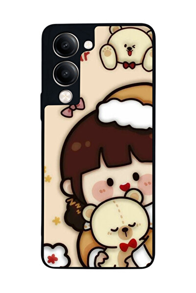 Aksel Kılıf متوافق مع Vivo Y19 5G مطبوع ، أسود غير لامع، سيليكون ناعم، واقي، ...