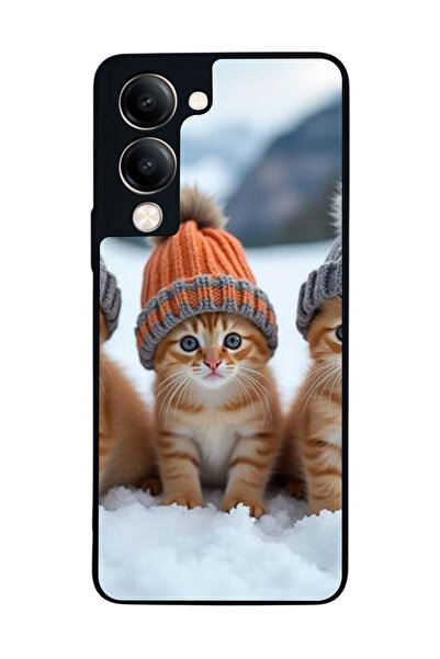 Aksel Kılıf متوافق مع Vivo Y19 5G مطبوع ، أسود غير لامع، سيليكون ناعم، واقي، ...