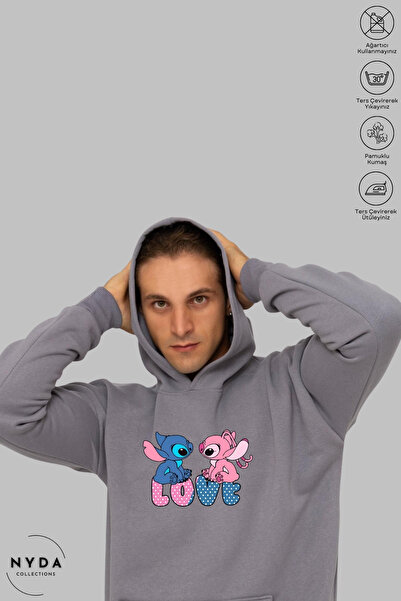 Nyda Collections Unisex Hoodie Long Sleeve Stitch and Angel Love Printed Hood...