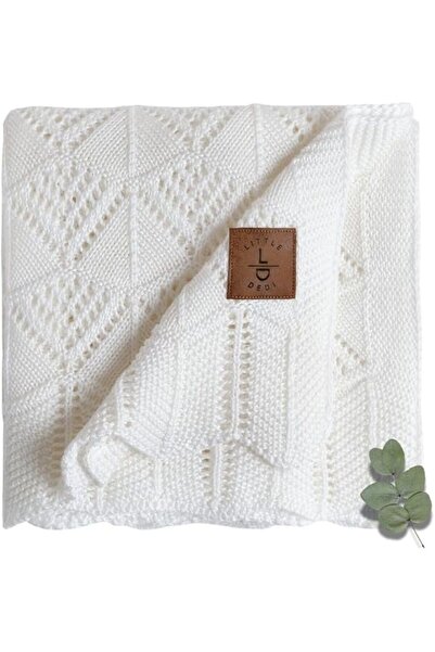 Next Baby Little Dedi 100% Liyosol White Motif Knitted Baby Blanket Oeko-Tex ...